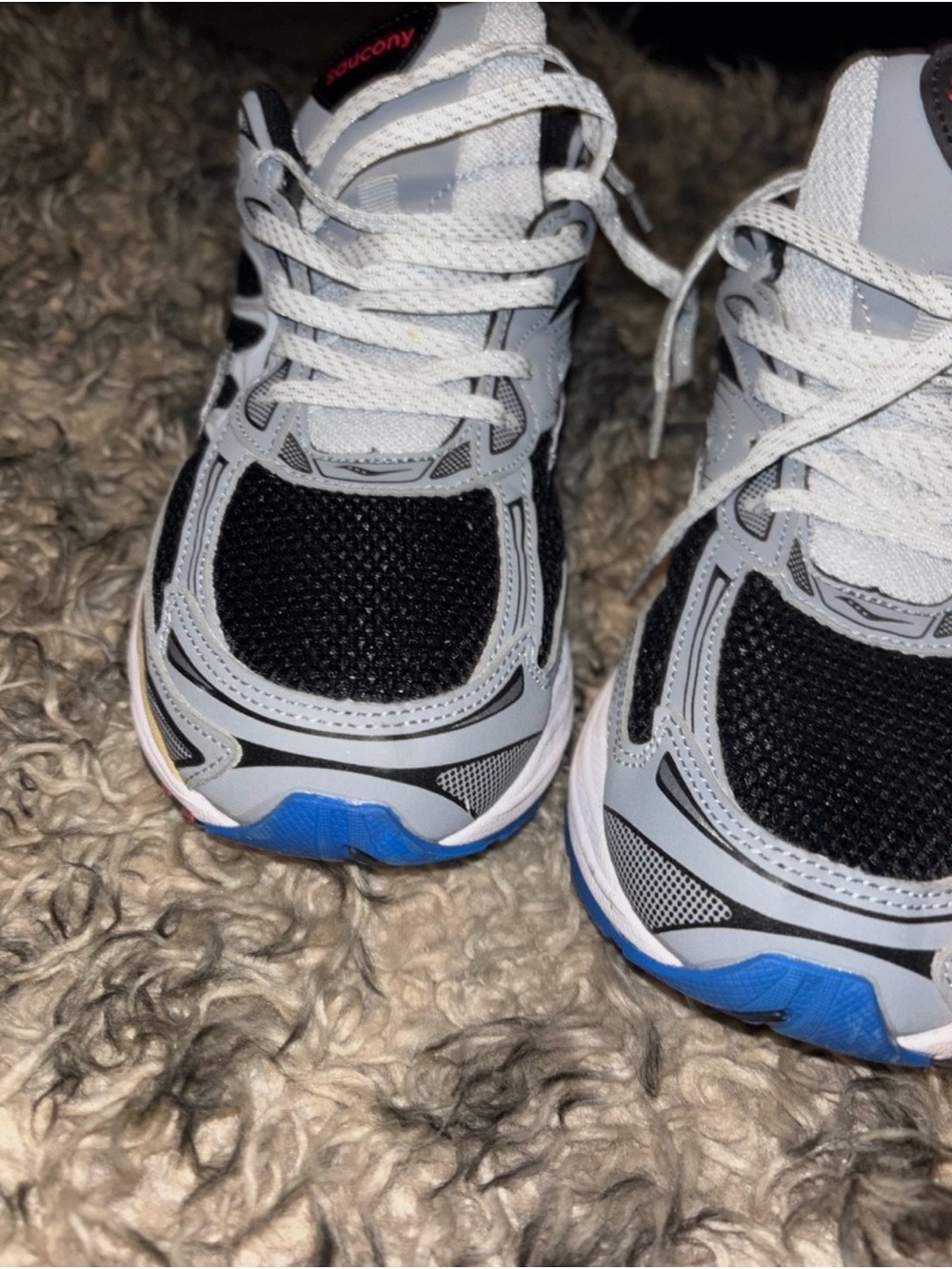 Saucony Black and Gray Running Sneakers with Blue and Cream Accents - Picture 6 of 8